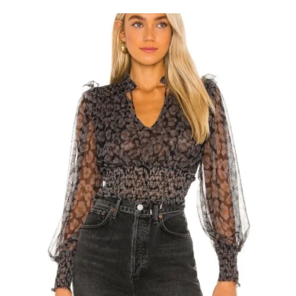 Free People Twyla Top in Printed Black Combo